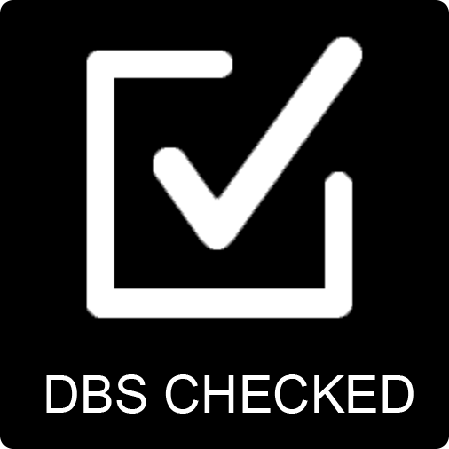 DBS Tick icon white on black background
