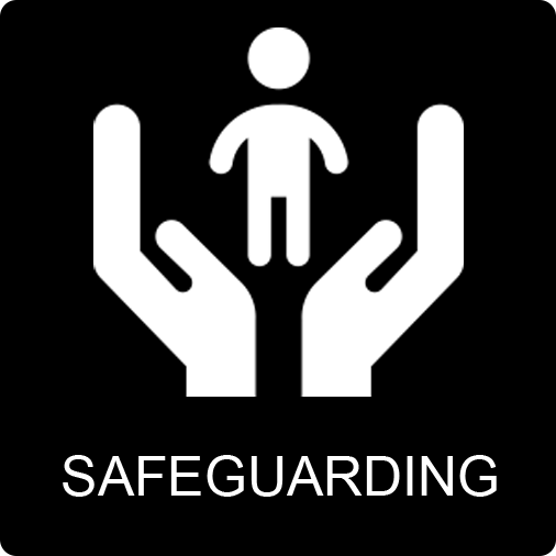 Safeguarding icon white on black background