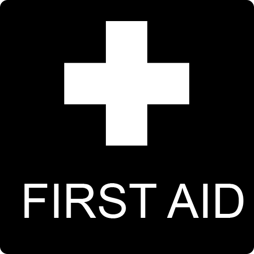 First Aid icon white on black background